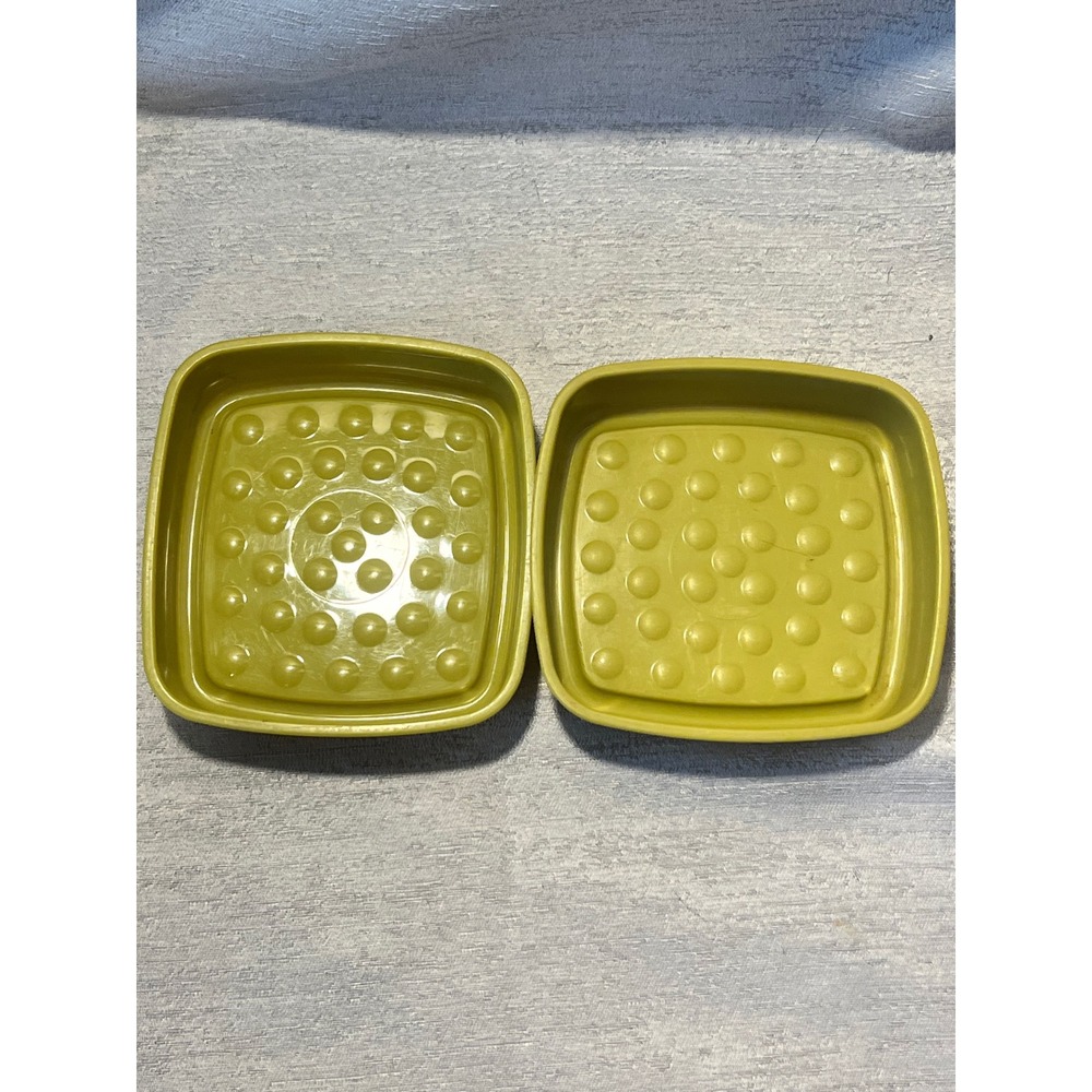 Vintage Tupperware Avocado Green Square Soap Dishes Set of 2